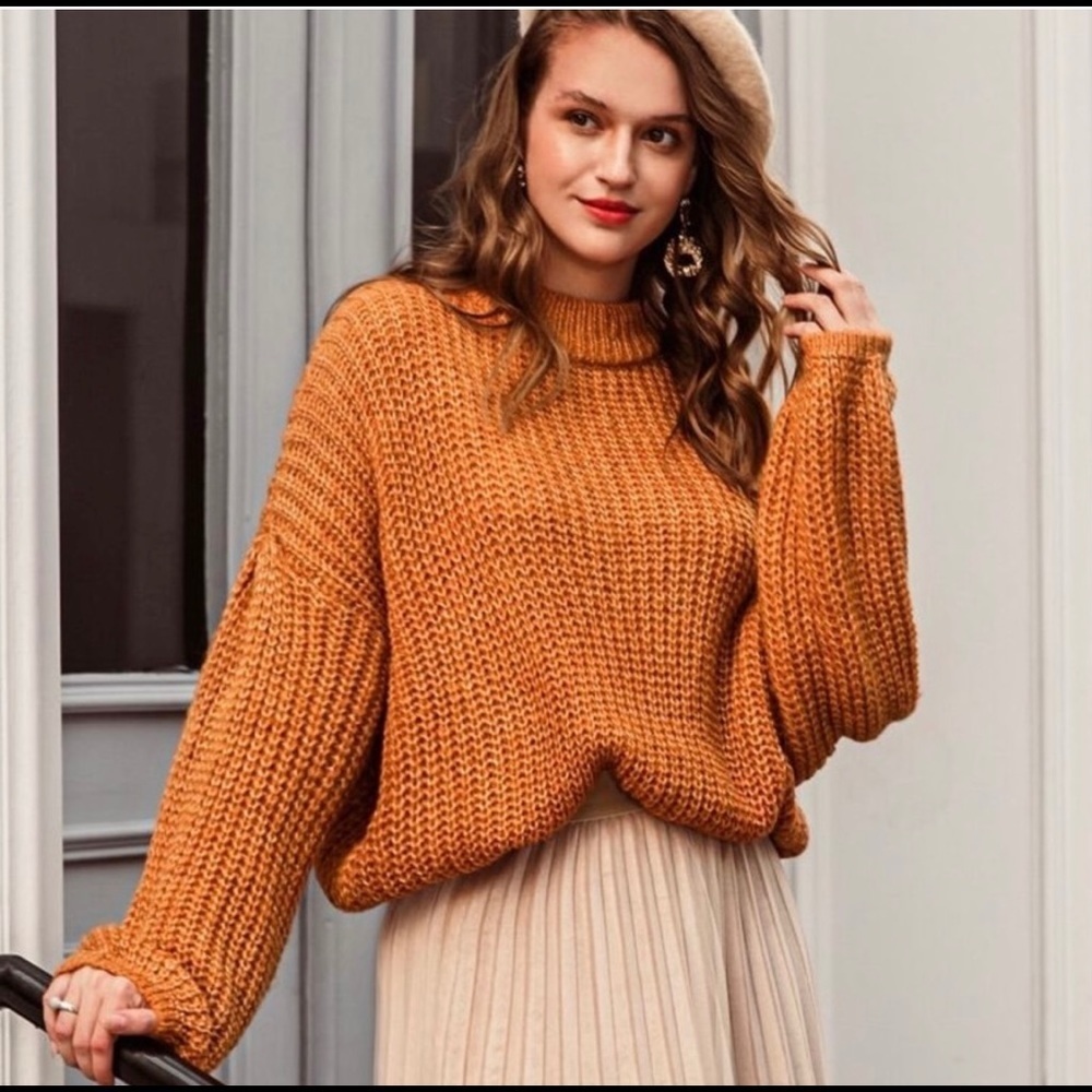 New! Clearance🔥Chunky Knit Roomy wide collared Sweater - Picture 4 of 8